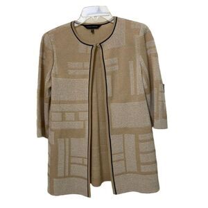 Ming Wang Tan Knit Open Cardigan Sweater Jacket Womens Extra Small XS
